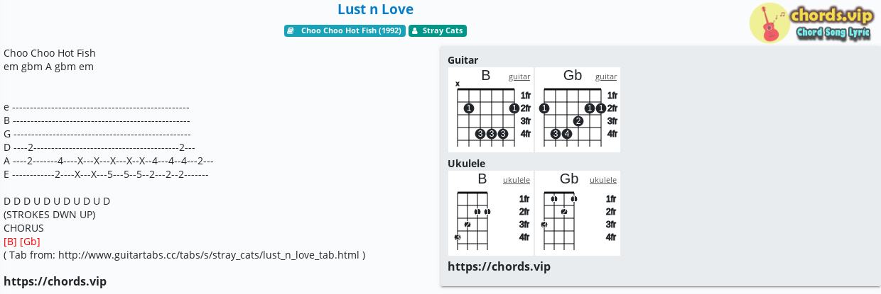 Chord Lust N Love Stray Cats Tab Song Lyric Sheet Guitar Ukulele Chords Vip