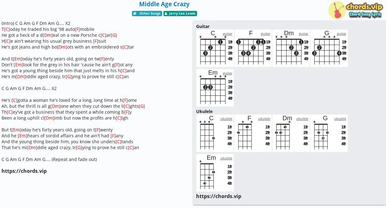 middle age crazy chords        <h3 class=