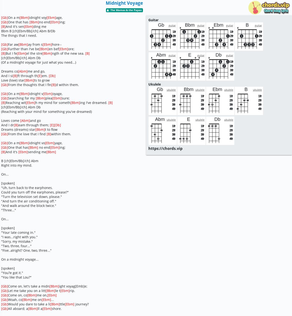 midnight voyage chords