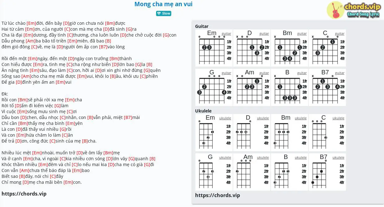 Chord Mong cha m an vui tab song lyric sheet guitar