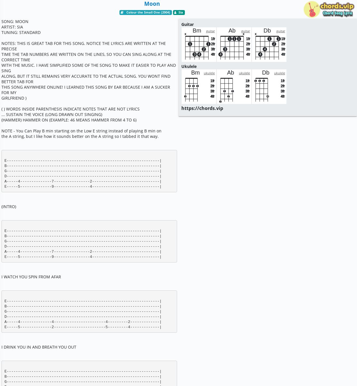 Chord Moon Sia Tab Song Lyric Sheet Guitar Ukulele Chords Vip