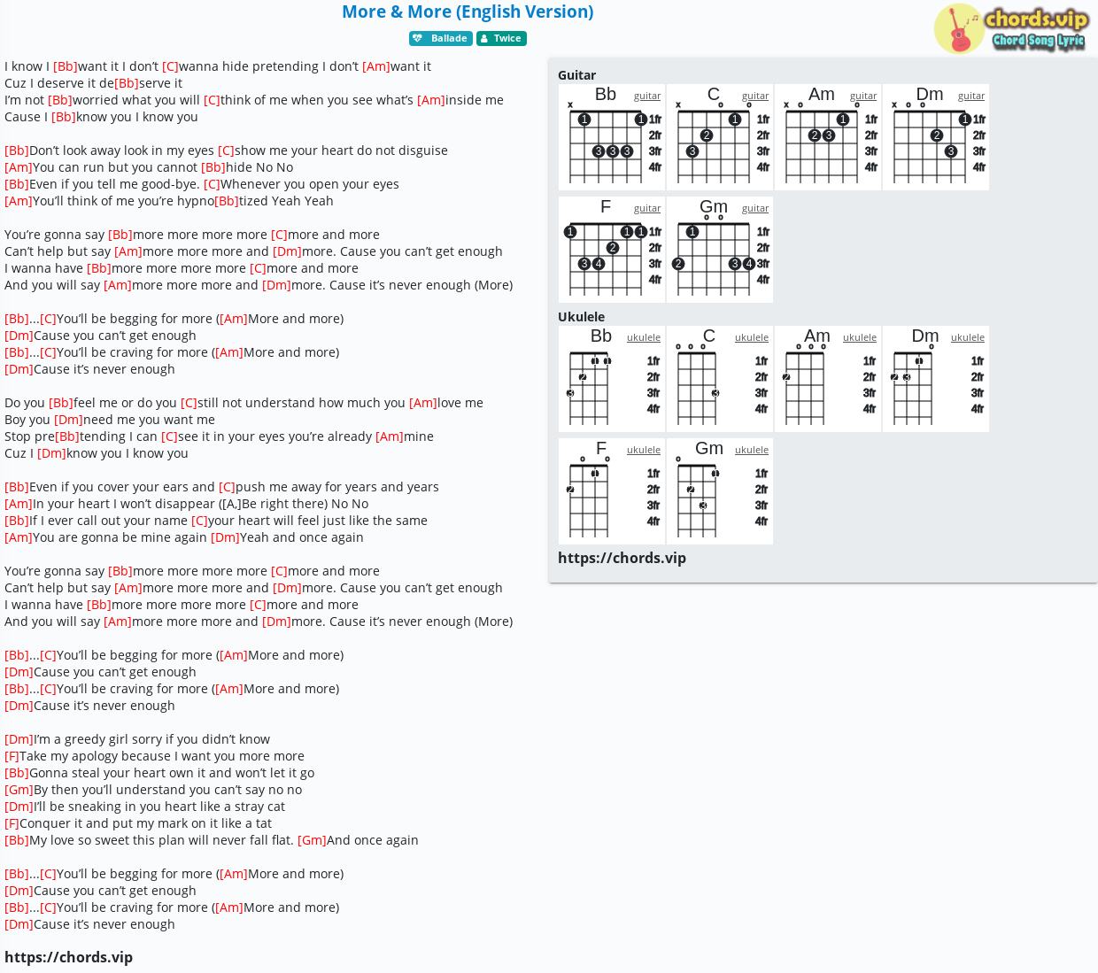 Chord More More English Version Twice Tab Song Lyric Sheet Guitar Ukulele Chords Vip