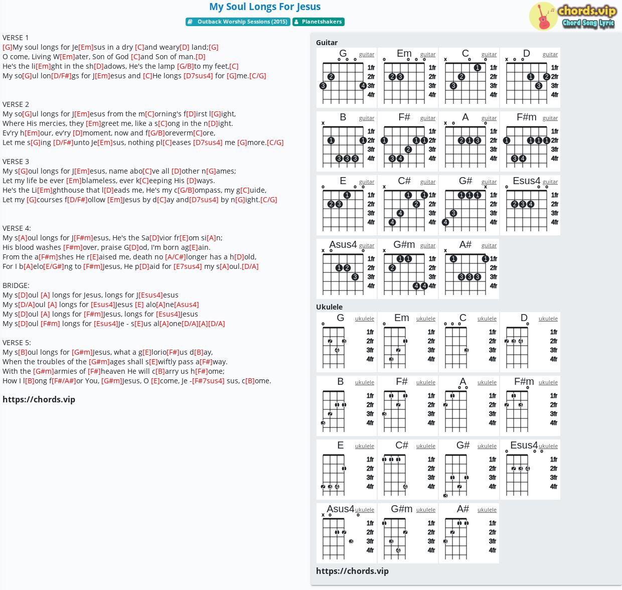 Chord My Soul Longs For Jesus Planetshakers Tab Song Lyric Sheet Guitar Ukulele Chords Vip
