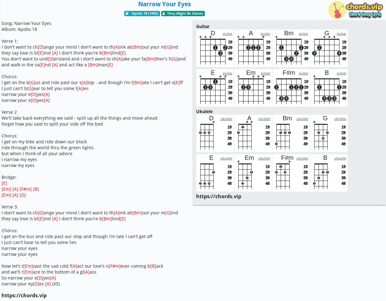 chord-narrow-your-eyes-they-might-be-giants-tab-song-lyric-sheet