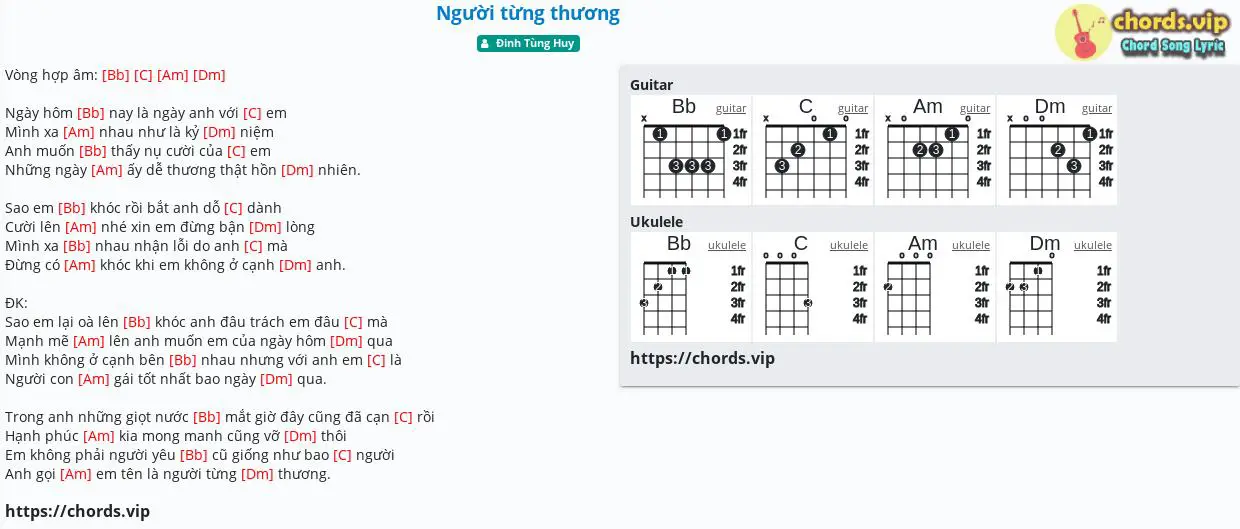 Chord Người Từng Thương Đinh Tùng Huy Tab Song Lyric Sheet Guitar Ukulele Chordsvip 