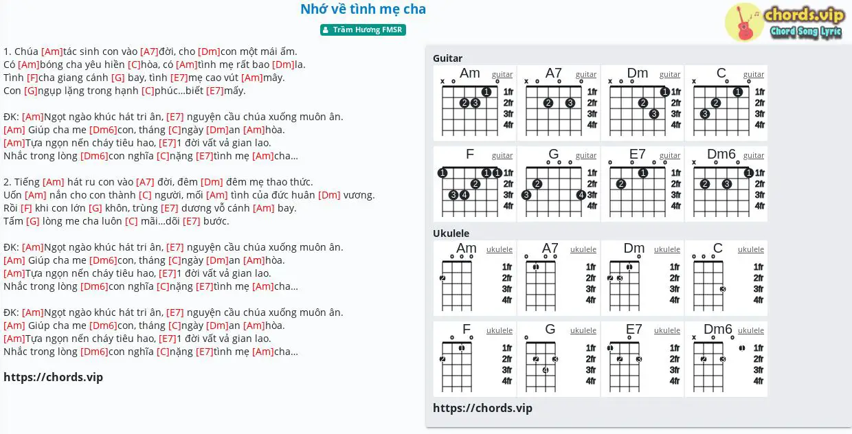 Chord Nh v t nh m cha tab song lyric sheet guitar