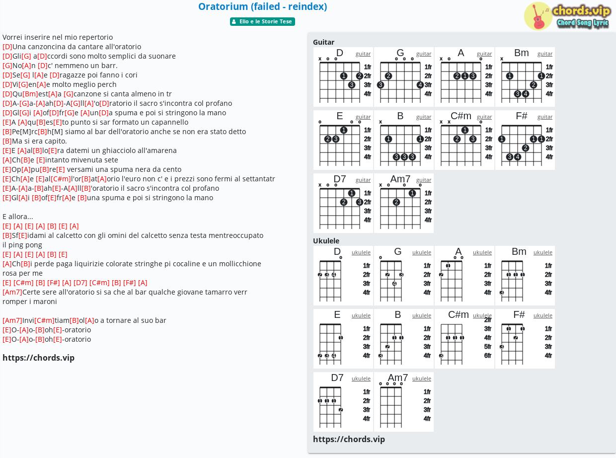 Chord Oratorium Failed Reindex Tab Song Lyric Sheet Guitar Ukulele Chordsvip 