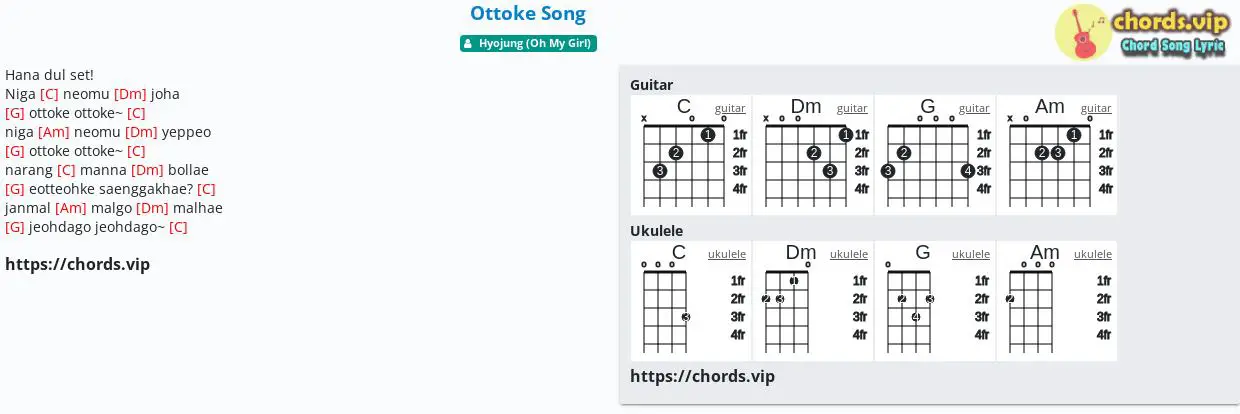 Chord Ottoke Song tab song lyric sheet guitar ukulele