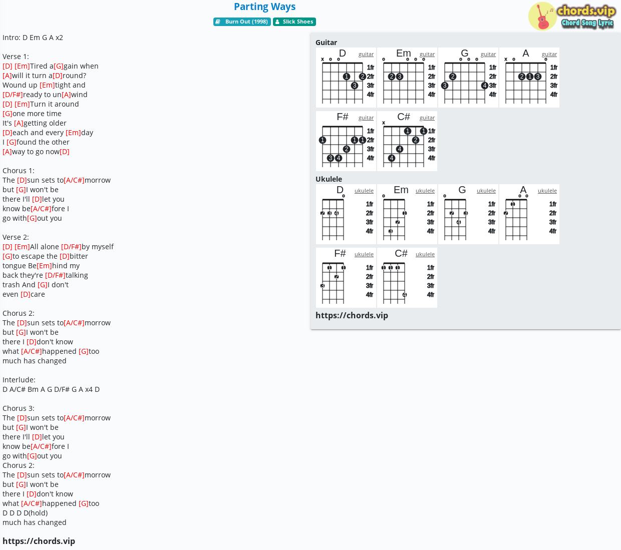 New Shoes Guitar Chords