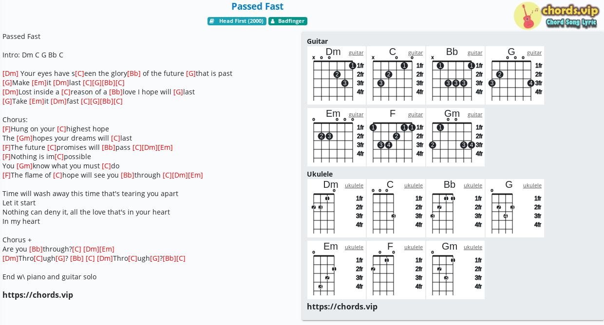 Chord Passed Fast Badfinger Tab Song Lyric Sheet Guitar Ukulele Chords Vip chords vip