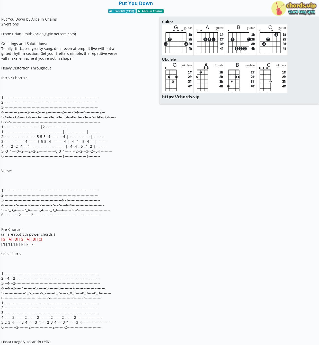 Chord Put You Down Alice In Chains Tab Song Lyric Sheet Guitar Ukulele Chordsvip 