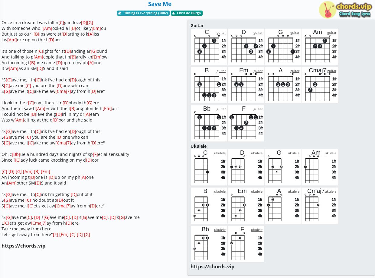 Chord Save Me Tab Song Lyric Sheet Guitar Ukulele Chords Vip