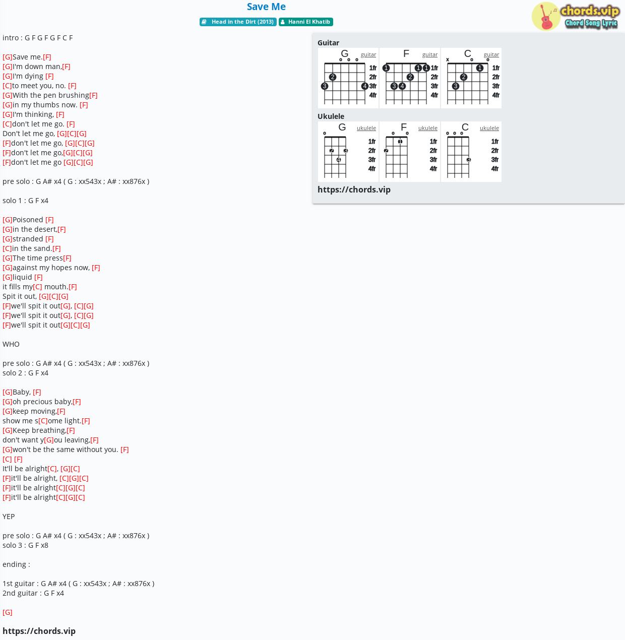 Chord Save Me Hanni El Khatib Tab Song Lyric Sheet Guitar Ukulele Chords Vip
