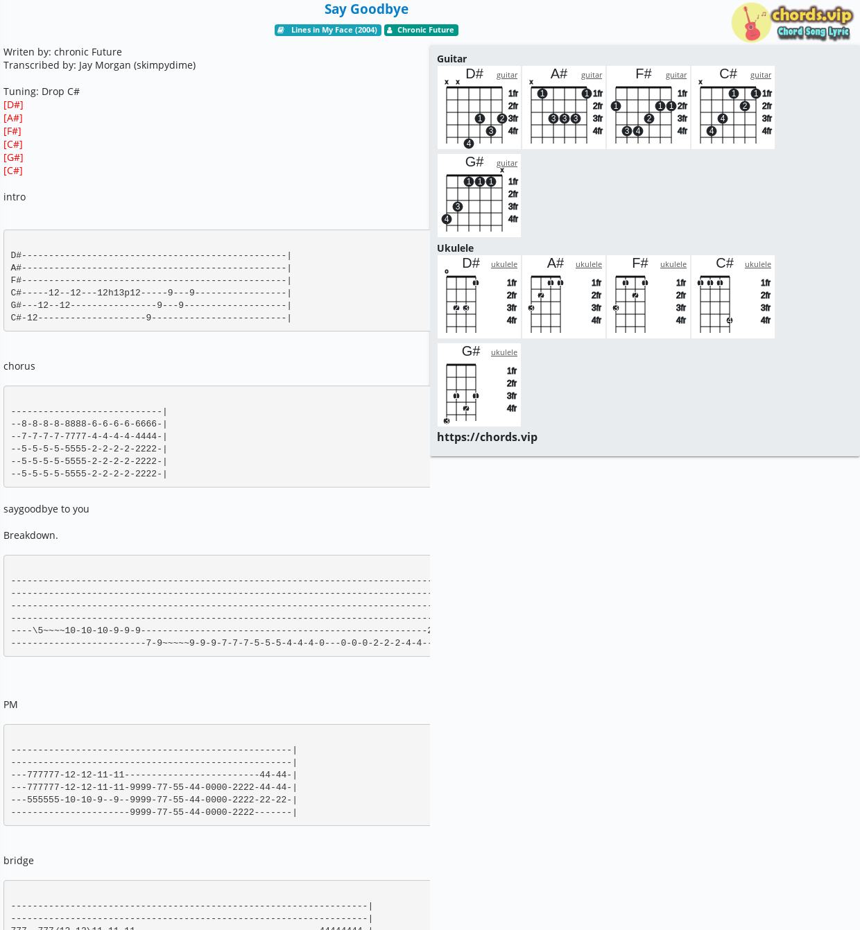Chord Say Goodbye Tab Song Lyric Sheet Guitar Ukulele Chordsvip
