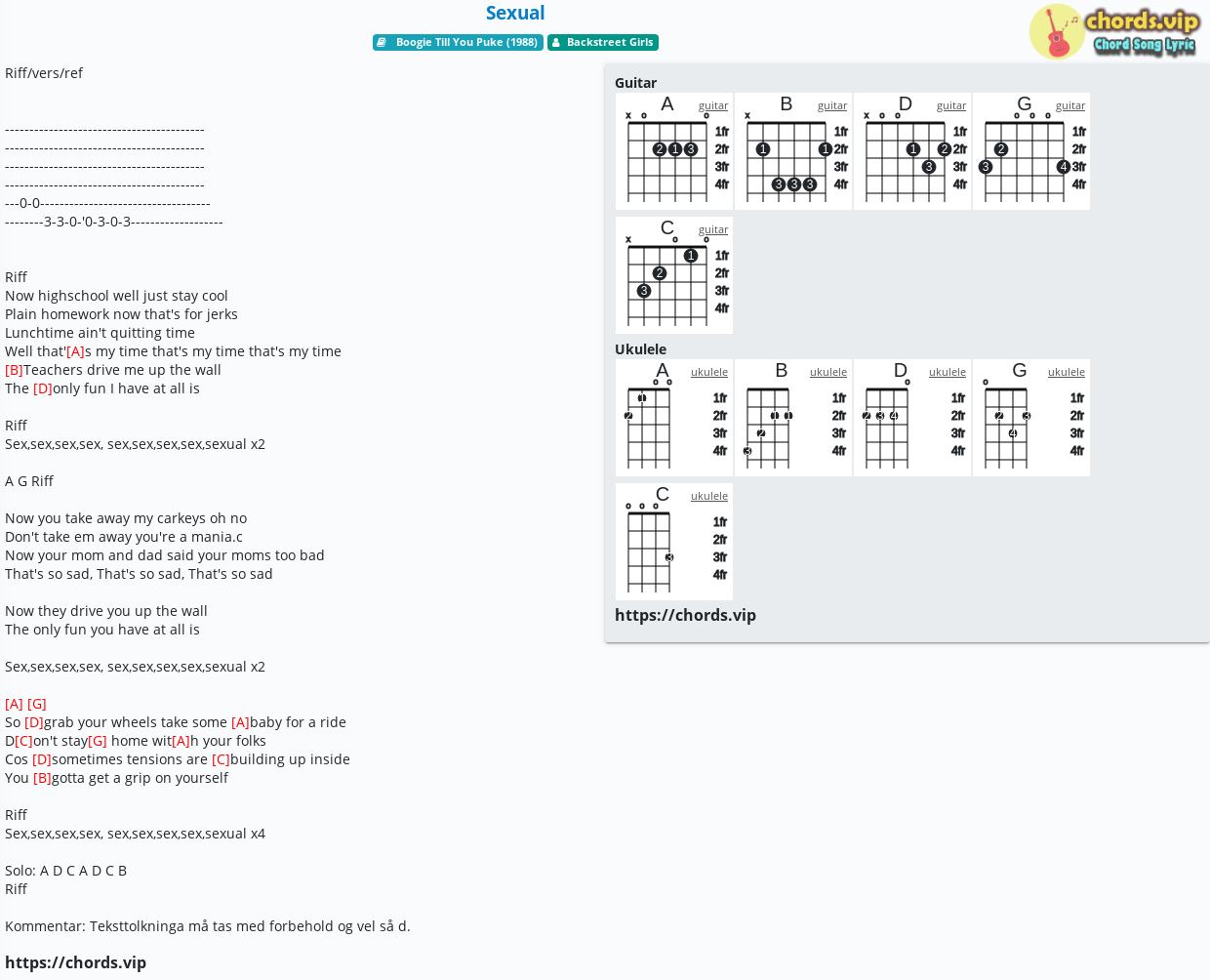 Chord Sexual Tab Song Lyric Sheet Guitar Ukulele Chordsvip 7994