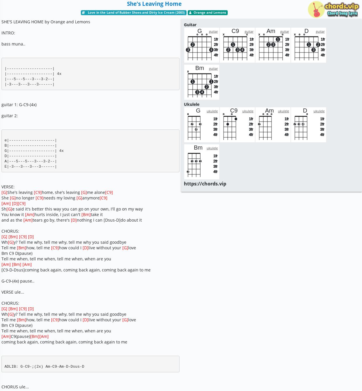 Chord She S Leaving Home Orange And Lemons Tab Song Lyric Sheet Guitar Ukulele Chords Vip