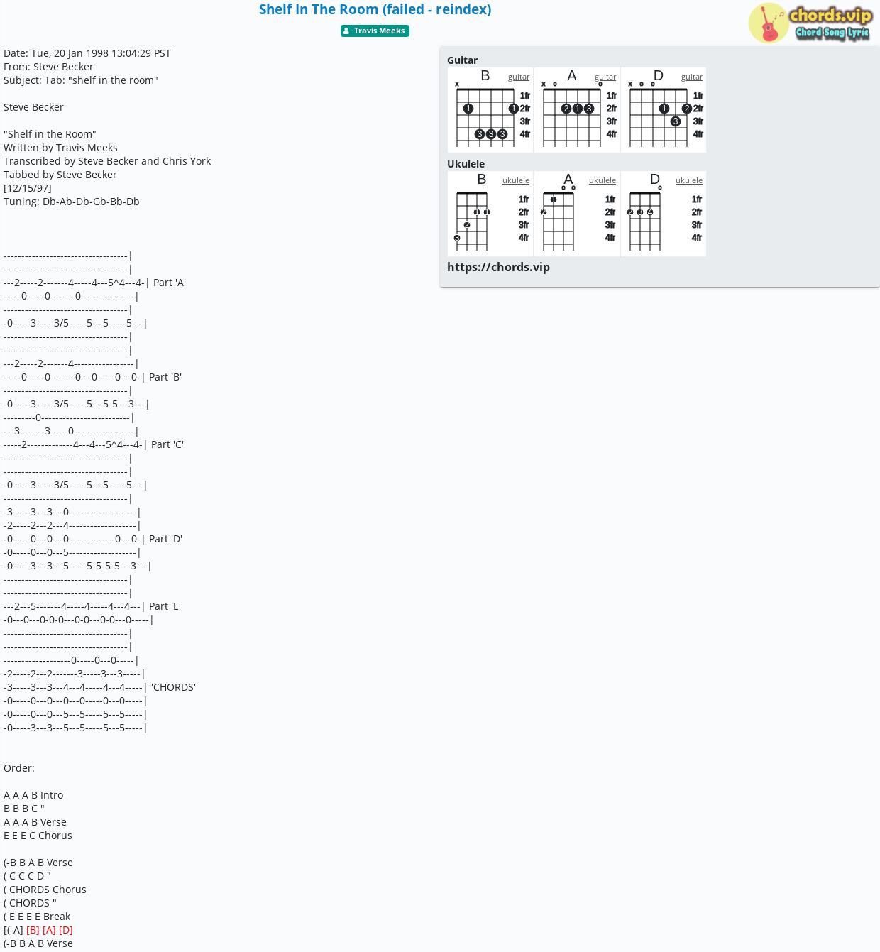 Chord Shelf In The Room Failed Reindex Tab Song Lyric Sheet Guitar Ukulele Chordsvip 