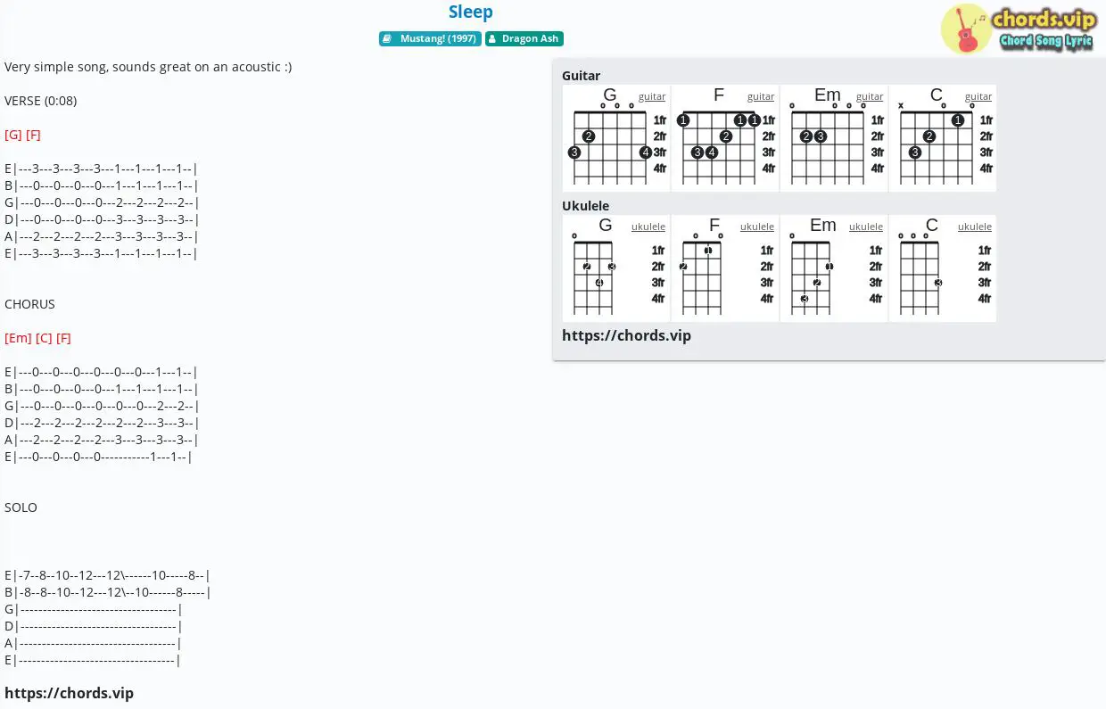 Chord Sleep Dragon Ash Tab Song Lyric Sheet Guitar Ukulele Chords Vip