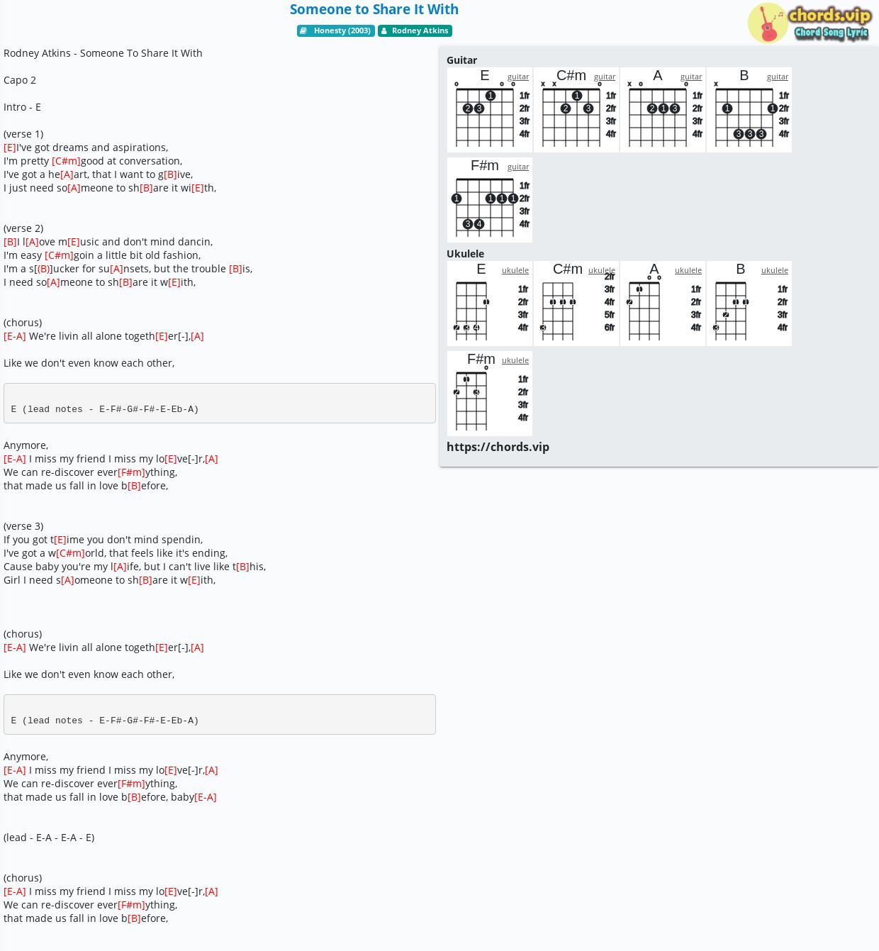 Chord Someone To Share It With Rodney Atkins Tab Song Lyric Sheet Guitar Ukulele Chords Vip