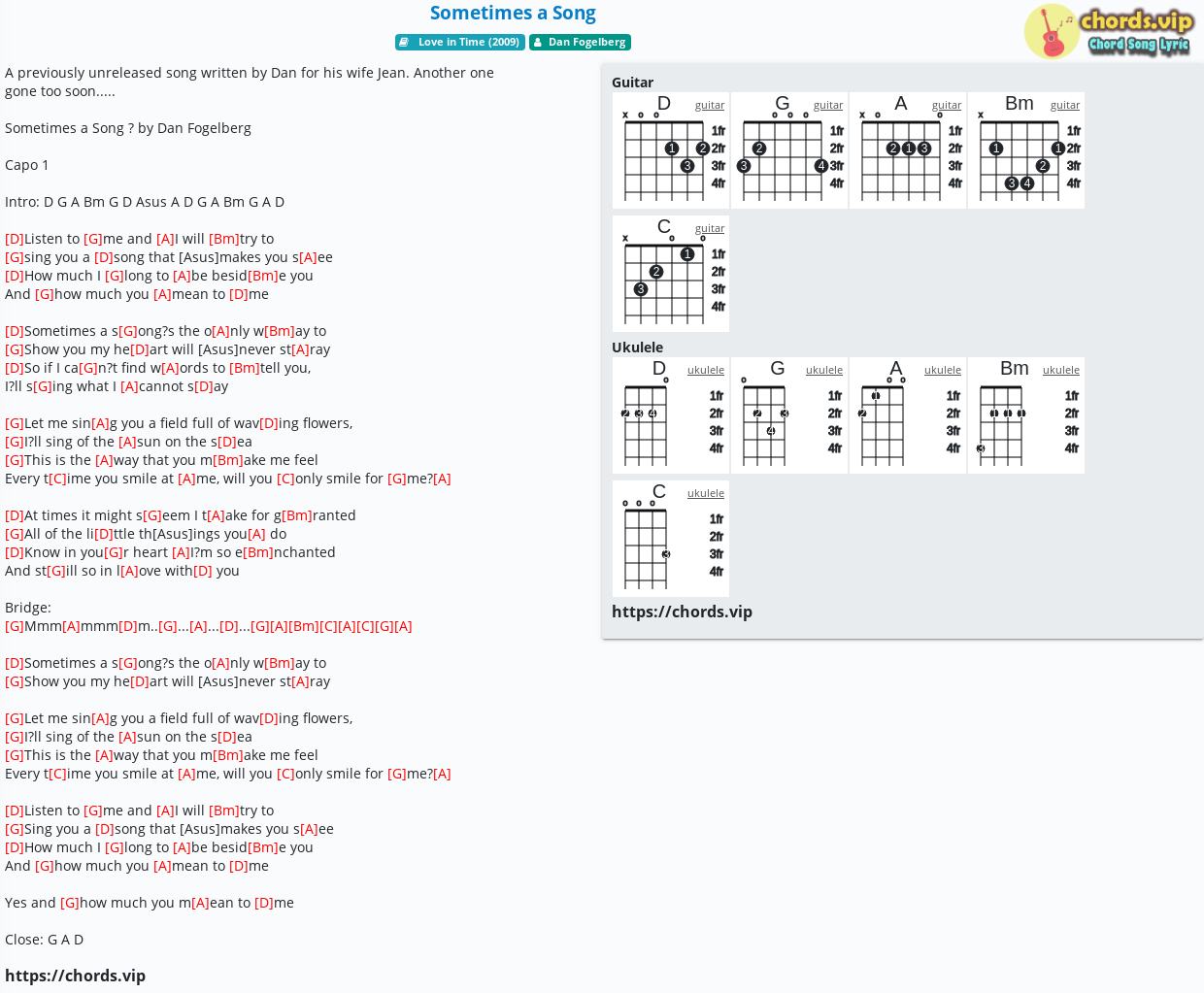 Chord Sometimes A Song Dan Fogelberg Tab Song Lyric Sheet Guitar Ukulele Chords Vip