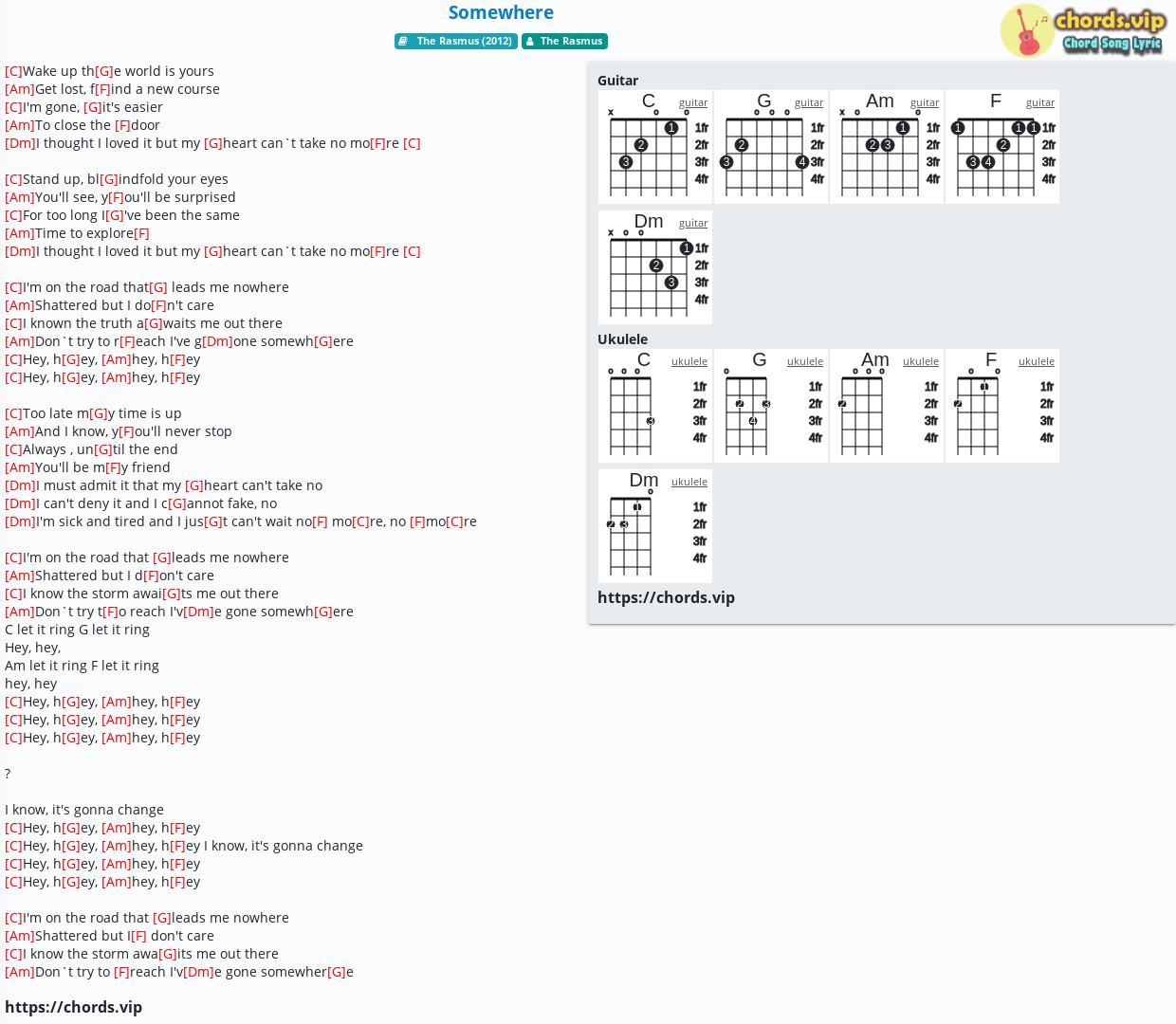Chord Somewhere The Rasmus Tab Song Lyric Sheet Guitar Ukulele Chords Vip