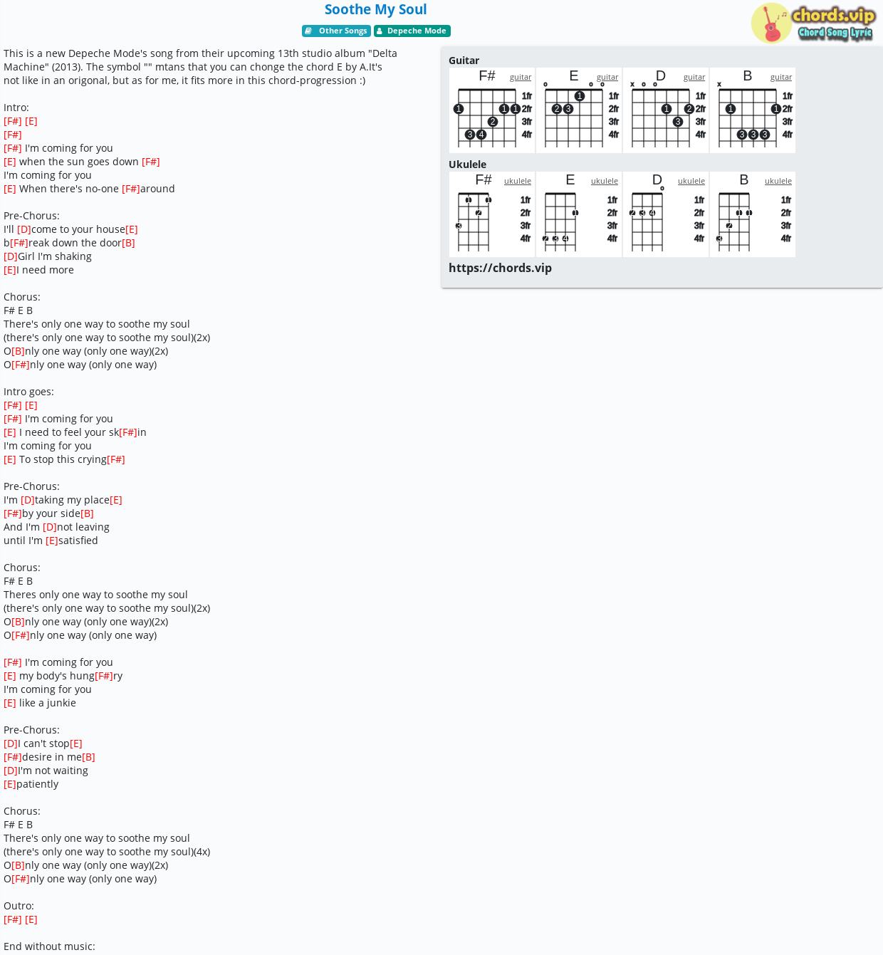 Chord Soothe My Soul Tab Song Lyric Sheet Guitar Ukulele Chords Vip