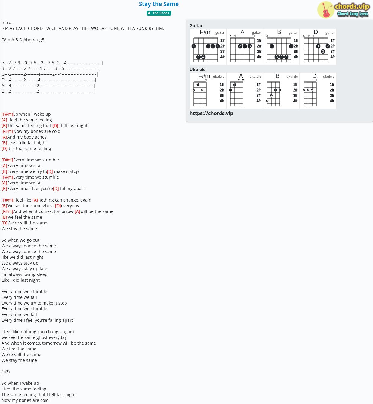 chord-stay-the-same-the-shoes-tab-song-lyric-sheet-guitar