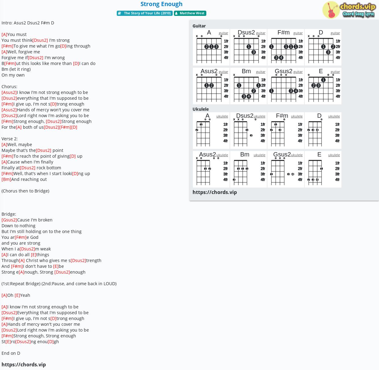 Chord Strong Enough Matthew West Tab Song Lyric Sheet Guitar 