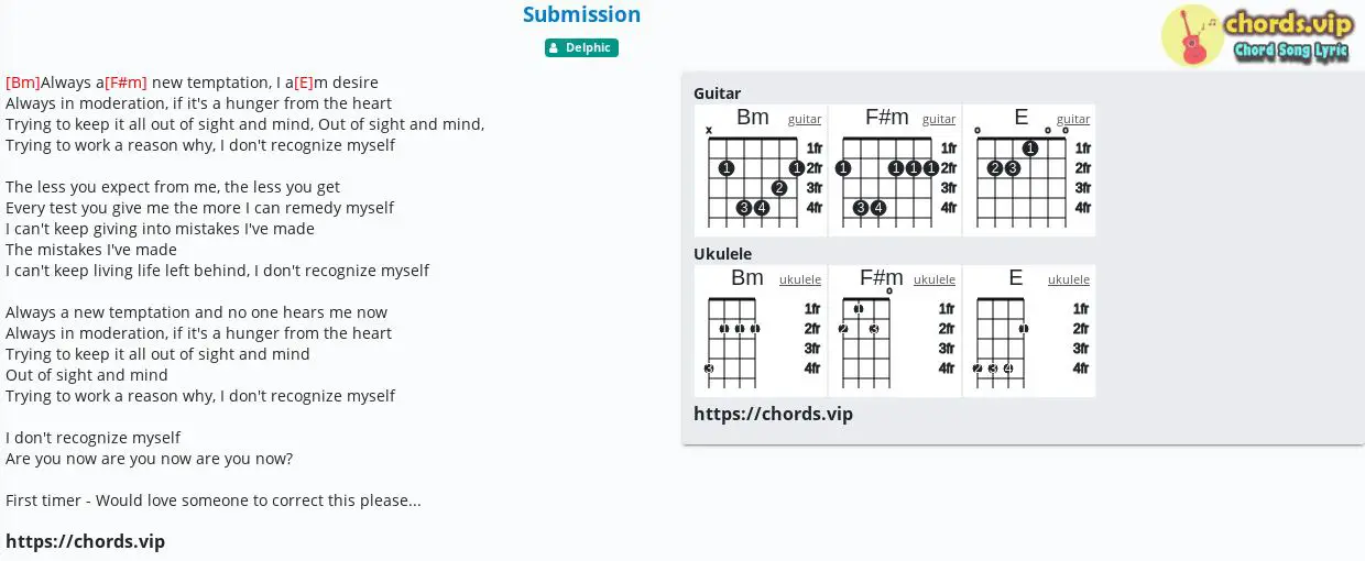 Chord Submission Delphic Tab Song Lyric Sheet Guitar Ukulele Chordsvip 4958