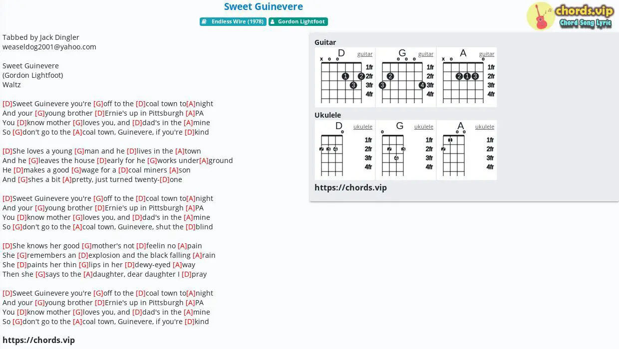 Chord Sweet Guinevere Gordon Lightfoot Tab Song Lyric Sheet Guitar Ukulele Chords Vip