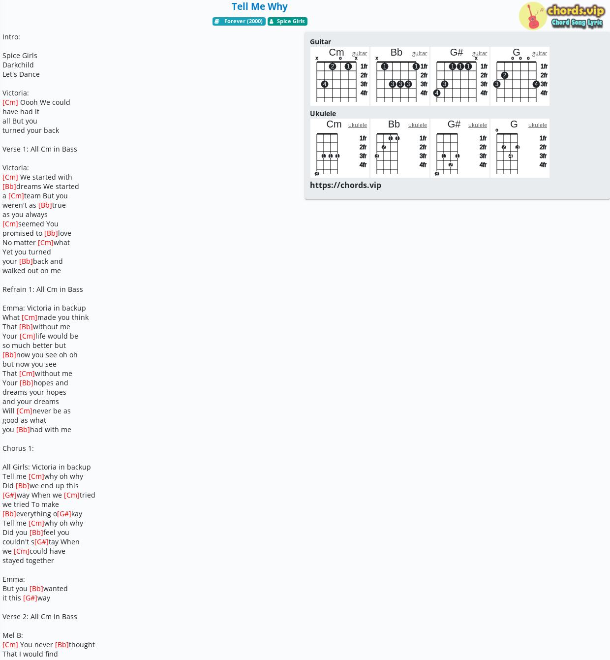 Chord Tell Me Why Spice Girls Tab Song Lyric Sheet Guitar Ukulele Chords Vip