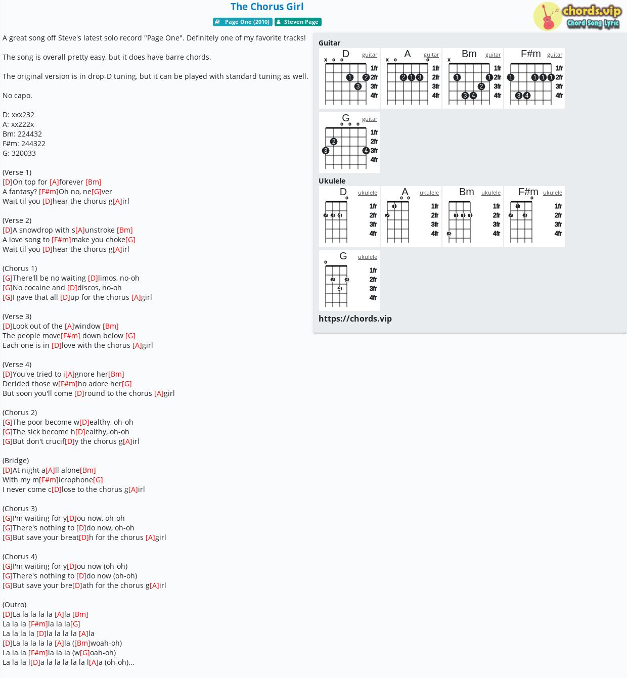 Chord The Chorus Girl Steven Page Tab Song Lyric Sheet Guitar Ukulele Chords Vip