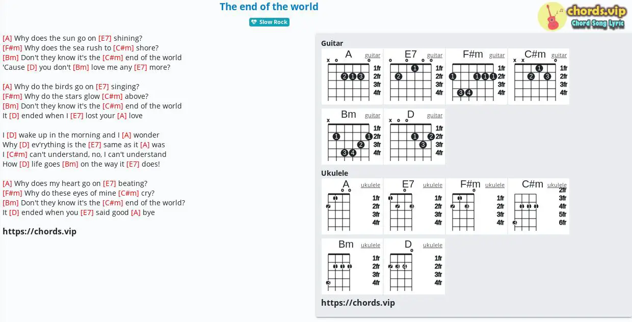 The End Of The World - Guitar Chords/Lyrics