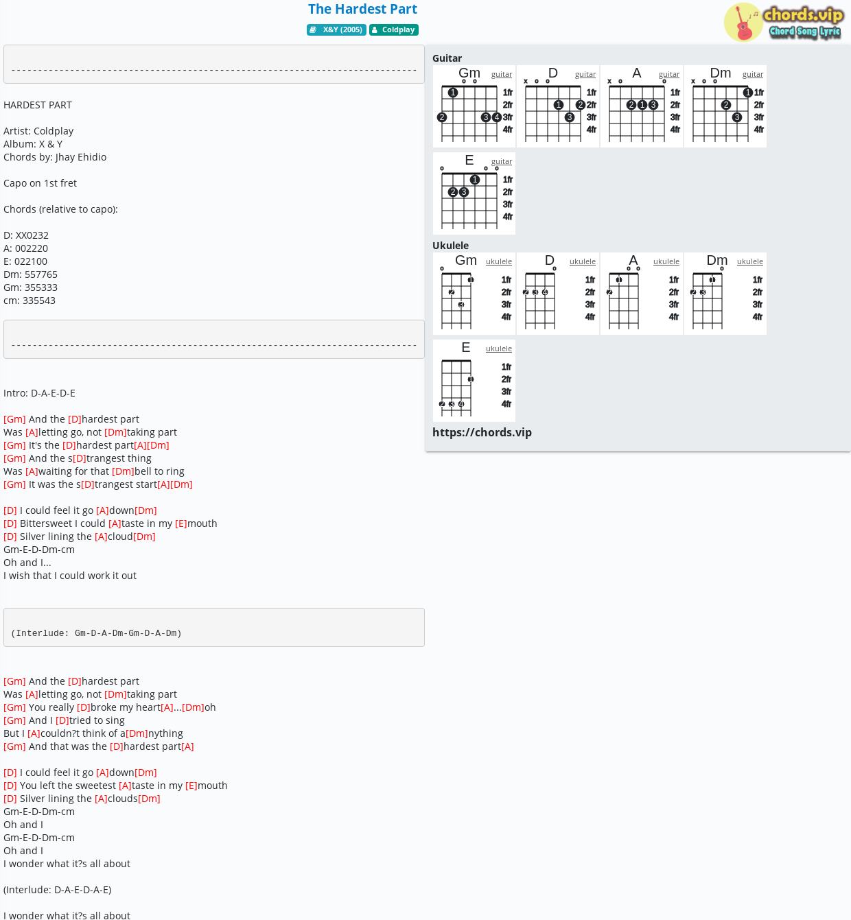 chord-the-hardest-part-coldplay-tab-song-lyric-sheet-guitar