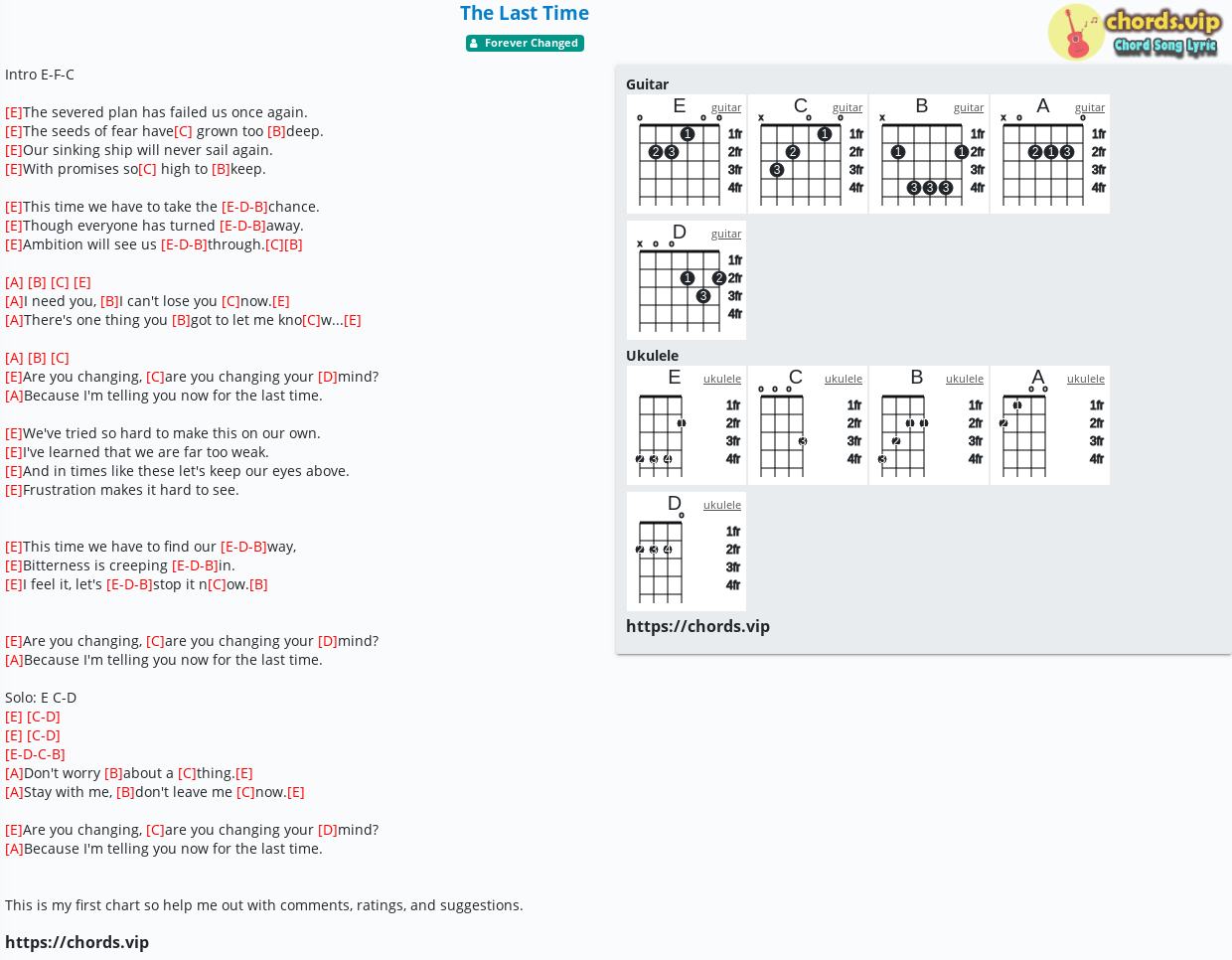 Chord The Last Time Forever Changed Tab Song Lyric Sheet Guitar Ukulele Chords Vip