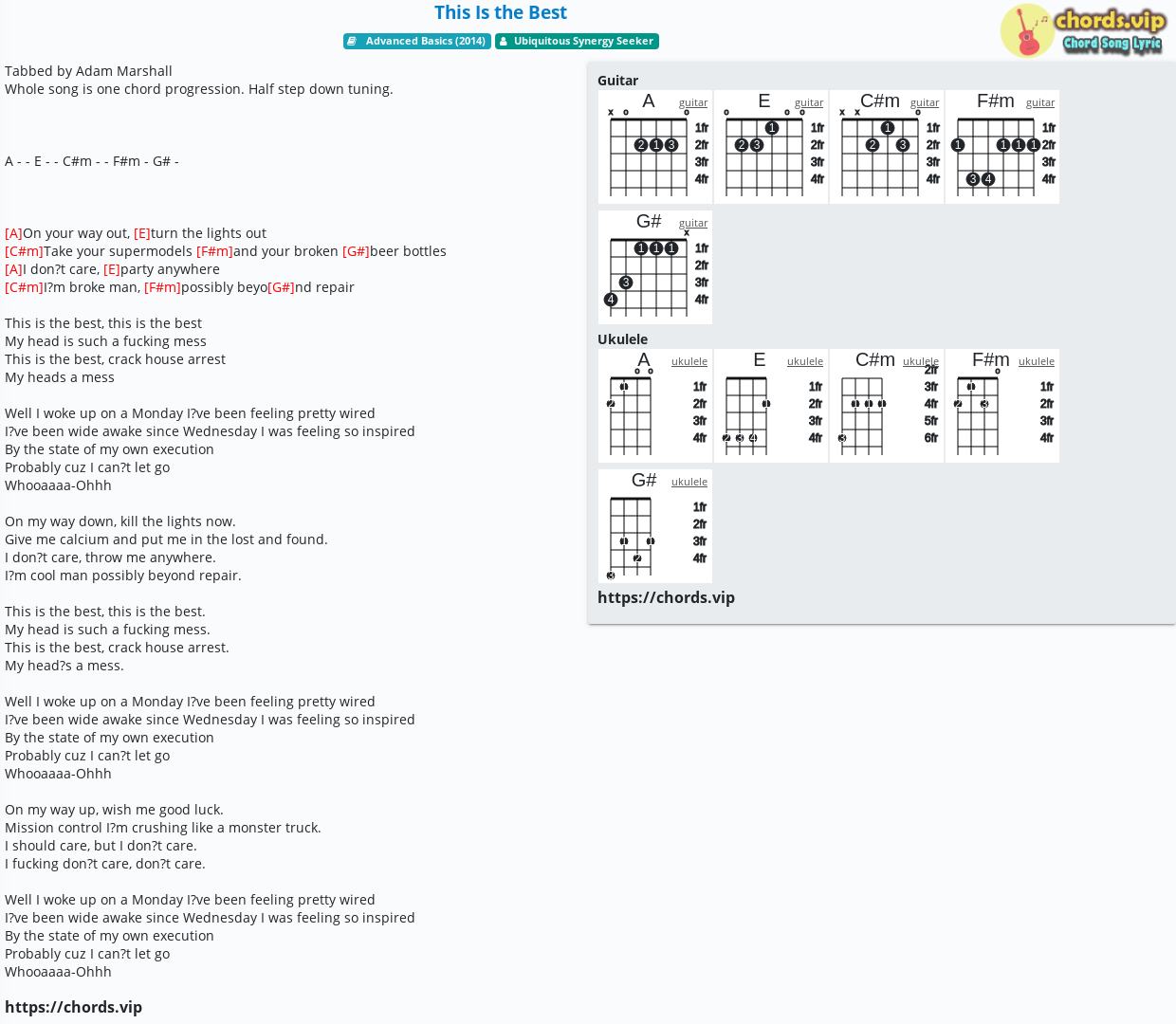 Chord This Is The Best Ubiquitous Synergy Seeker Tab Song Lyric Sheet Guitar Ukulele Chords Vip