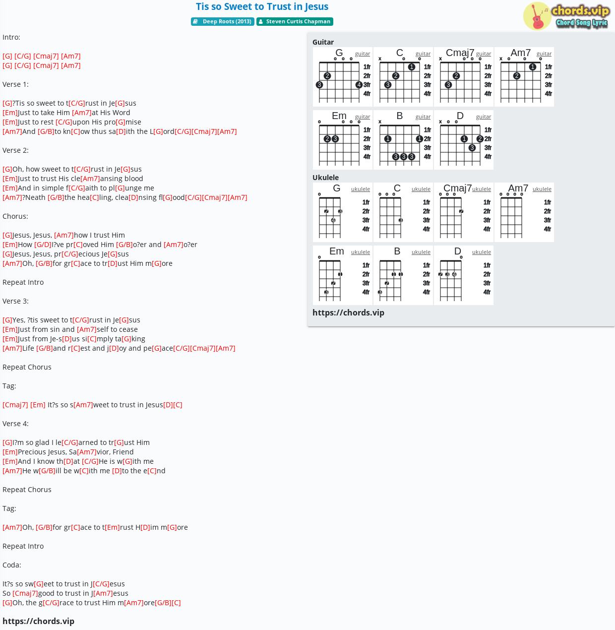 Chord Tis So Sweet To Trust In Jesus Steven Curtis Chapman Tab Song Lyric Sheet Guitar Ukulele Chords Vip