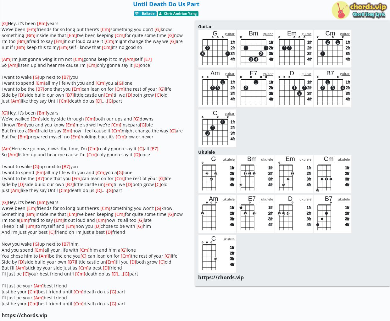 Chord Until Death Do Us Part Tab Song Lyric Sheet Guitar Ukulele   Chord Until Death Do Us Part Chris Andrian Yang 