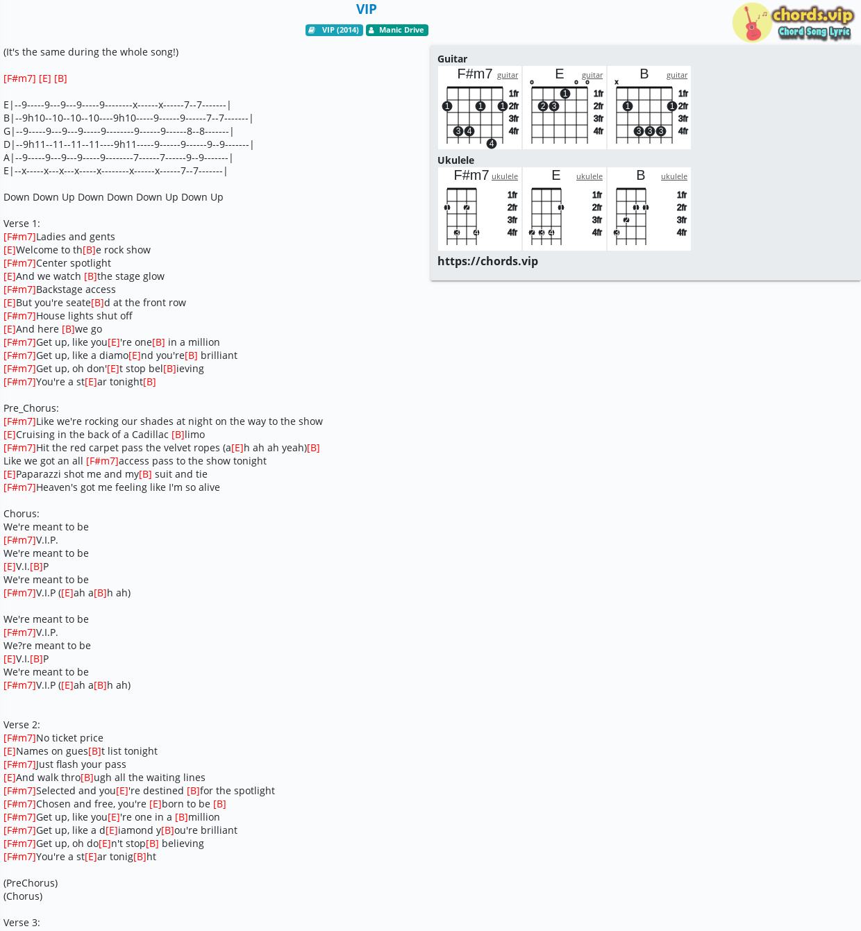 Chord Vip Tab Song Lyric Sheet Guitar Ukulele Chordsvip