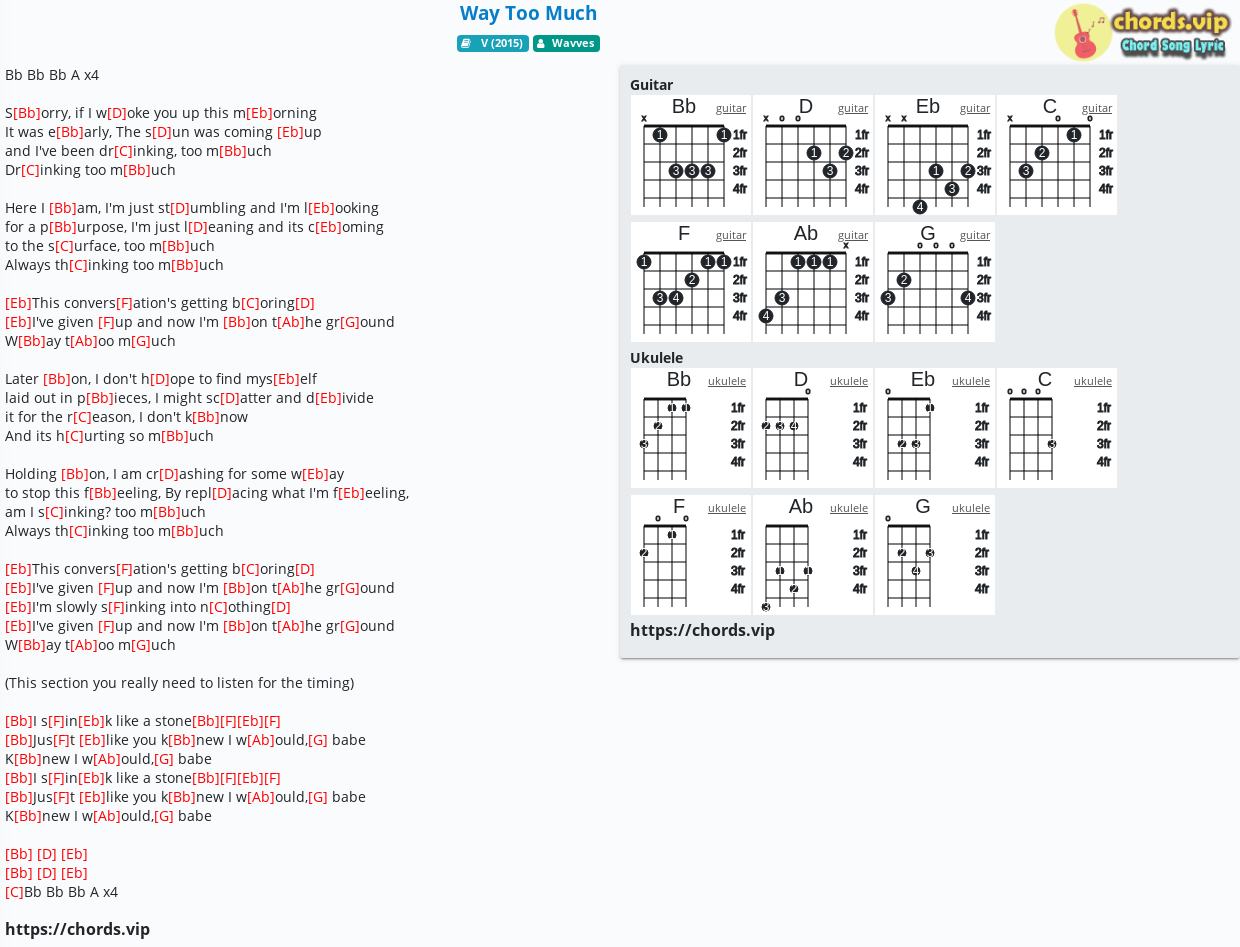 Chord Way Too Much Wavves Tab Song Lyric Sheet Guitar Ukulele Chords Vip