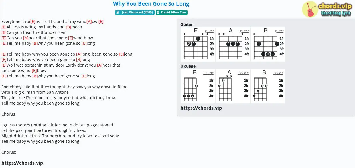 tell me why you been gone so long chords tony rice