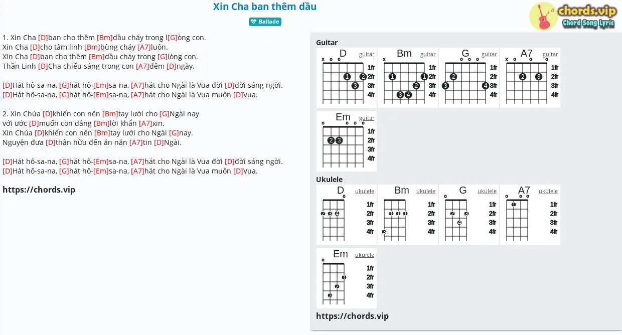 H p m Xin Cha ban th m d u c m m tab guitar ukulele l i