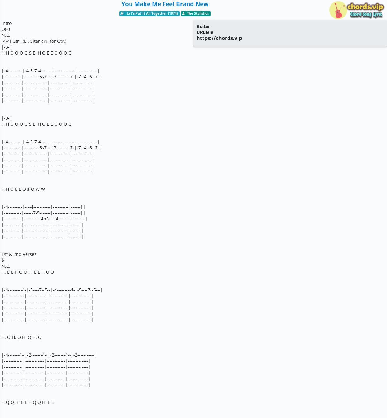 Chord You Make Me Feel Brand New The Stylistics Tab Song Lyric Sheet Guitar Ukulele Chords Vip