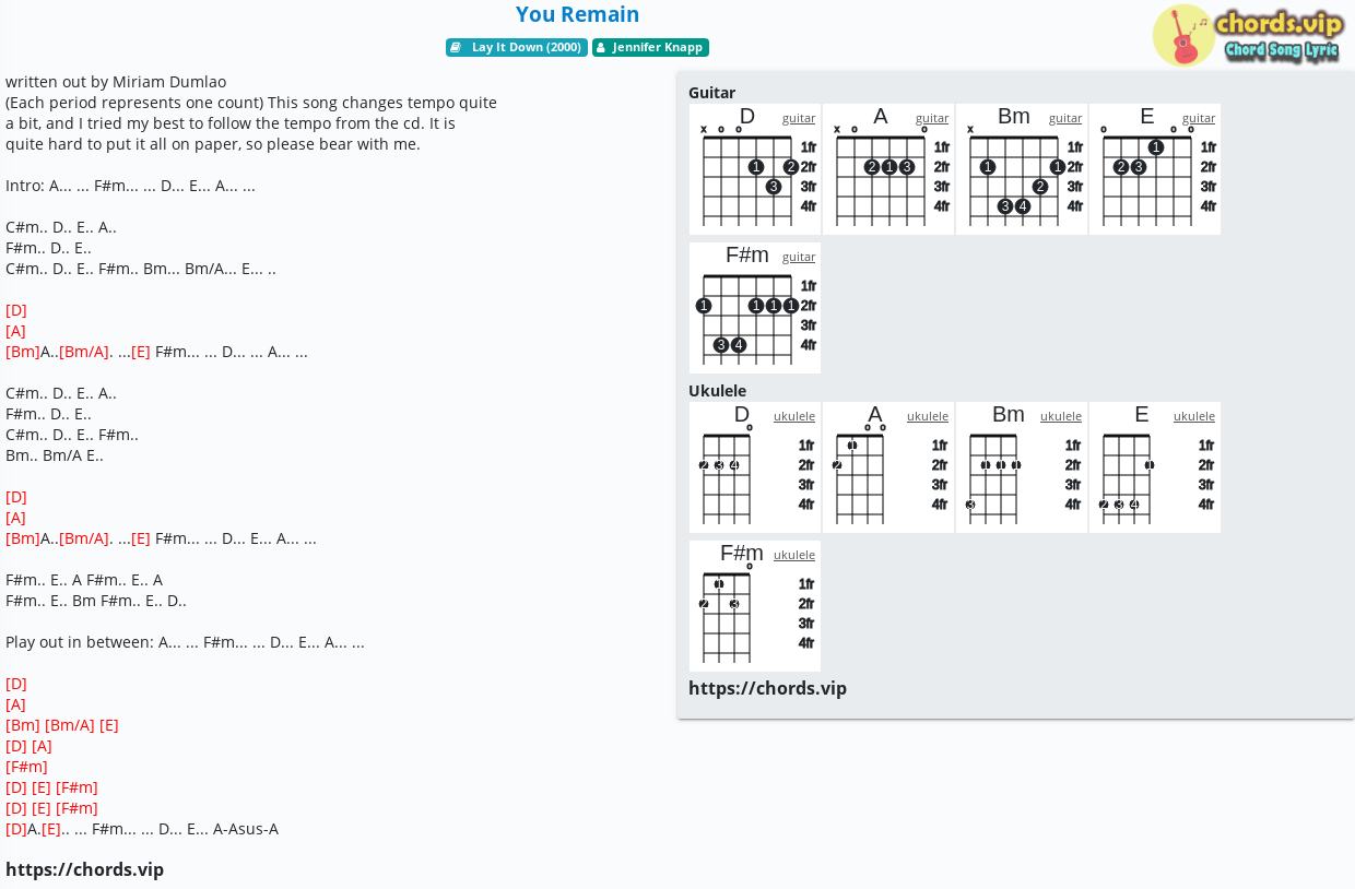 Chord You Remain Jennifer Knapp Tab Song Lyric Sheet Guitar Ukulele Chords Vip
