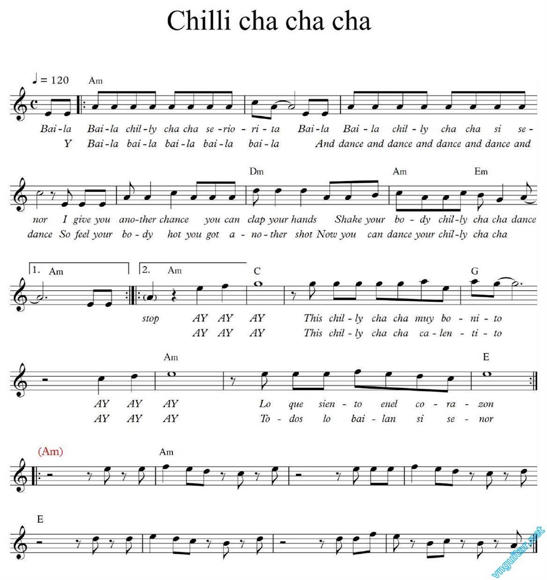 Sheet Chilly cha cha song lyric sheet chords.vip